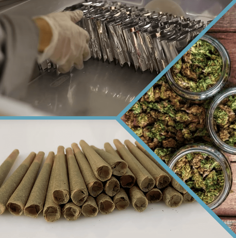 flower, hemp joint preroll and packaging image